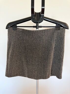 Express Mini Skirt in Brown and Black Herringbone